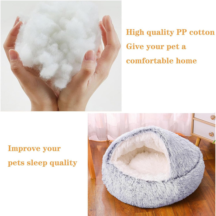 Comforting Cat Bed, Small Dog Bed, Warm Cozy Soft Plush Winter Bed for Cat Caves, Non-Slip Bottom, Machine Washable, Sofa Bed for Puppies/Small to Medium Cats