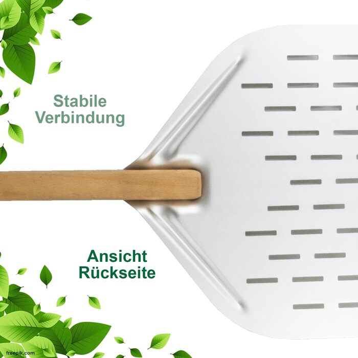 EVERGREEN BERLIN® - Pizza Peel - THE ORIGINAL - Perforated Pizza Peel - Pizza Lifter made of Aluminum and Beechwood - Perforated Pizza Shovel for Pizza Passion - Pizza Turner - Pizza Shovel - Pizza Peel