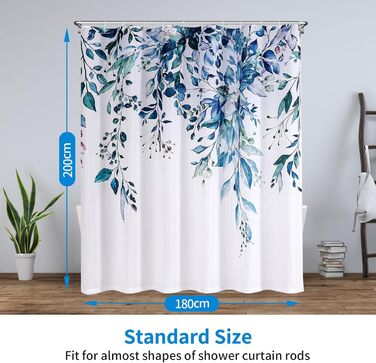 Шторка для душу REZAYMRS, 180x200 см, водонепроникна, з 12 гачками, поліестер, зелена, для ванної кімнати