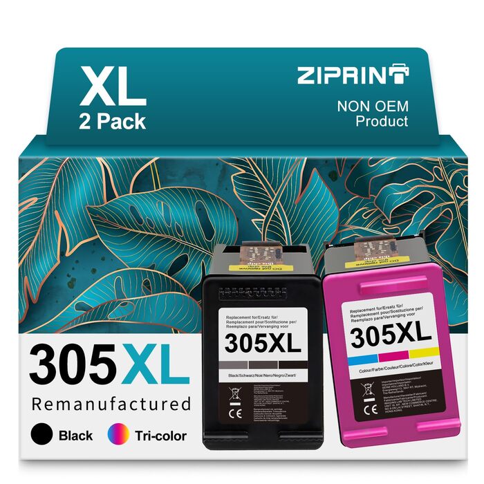 Комплект картриджів ZIPRINT 305 XL (чорний та кольоровий) для принтерів HP DeskJet 2700, 2710, 2720, Plus 4100, 4110, 4120, 4130, Envy 6000, 6010, 6020, 6030, 6032, Pro 6400, 6420, 2 шт.