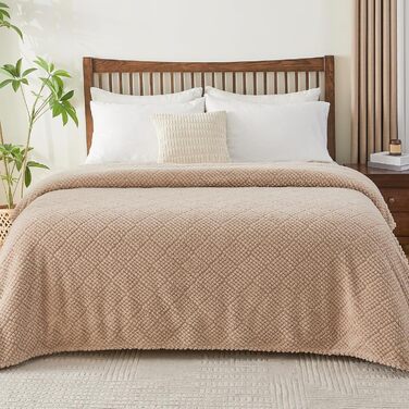 Плед EMME Kuscheldecke з м'якого флісу, 130x150 см, бежевий. Плед для дивана, софа, ковдра для дому.