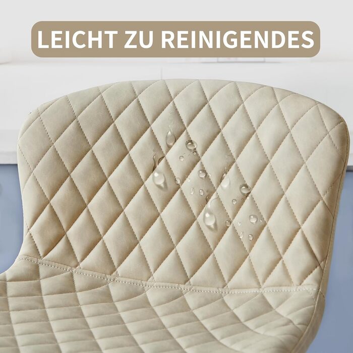 JaHECOME Faux Leather Bar Stools Set - Adjustable Height, 360° Swivel, Padded Seat for Bar, Kitchen, Bistro, Counter, Dining Room & Cafe (2, PU Beige)