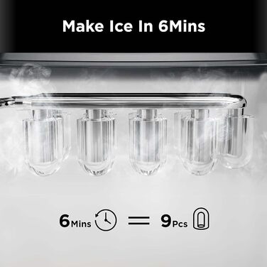 Silonn Ice Maker - Compact Ice Cube Machine for Kitchen, Bar, Office & Party - 2 Sizes, 12KG/24H, Self-Cleaning, Black