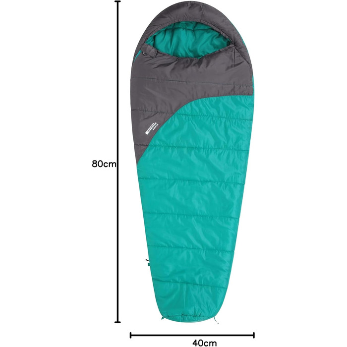 Спальний мішок Mountain Warehouse Summit 250 - 3/4 сезону, ізольований, мумієподібний, для кемпінгу та трекінгу, блакитно-зелений, довжина 200 см