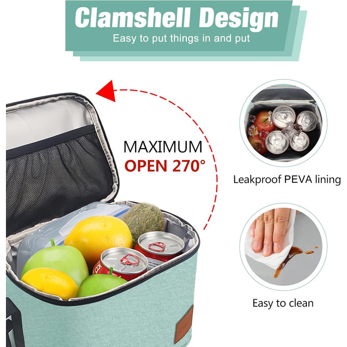 Зручна термосумка-ланчбокс для їжі: компактна, легка, водонепроникна, зелена