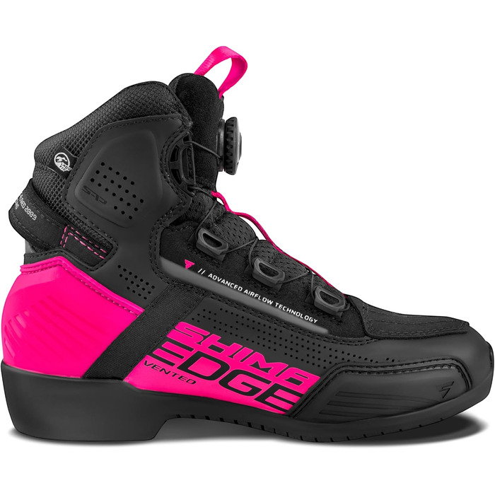 Мотоциклетне взуття SHIMA EDGE WP для чоловіків - підсилені дорожні моточеревики з системою закриття ATOP, підтримкою щиколотки, неслизькою підошвою, перемикачем передач (43). Також доступні жіночі моделі (40 EU, вентильовані рожеві).