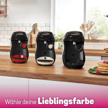 Кавомашина Tassimo Happy TAS1002N від Bosch: понад 70 напоїв, автоматична, для будь-яких чашок, компактна, 1400 Вт, антрацит (чорний). Включає декальцинатор.