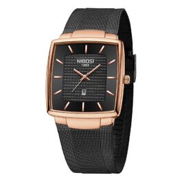 Годинник чоловічий NIBOSI 2613-чорне золото: стильні кварцові годинники з датою та міцним сталевим браслетом