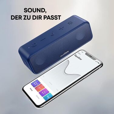 Soundcore 3 Bluetooth колонка: Стереозвук, Titan-драйвер, PartyCast, BassUp, 24 год, IPX7, EQ, чорний