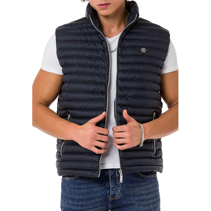 Чоловіча вітрозахисна куртка Redbridge з коміром-худи, модель Bubble Vet, чорна (M, темно-синій)