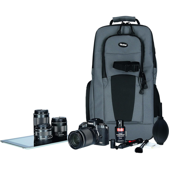 Сумка-слінг Rollei Fotoliner Ocean: фоторюкзак з перероблених пластикових пляшок (45 шт.), сірий, з дощовиком