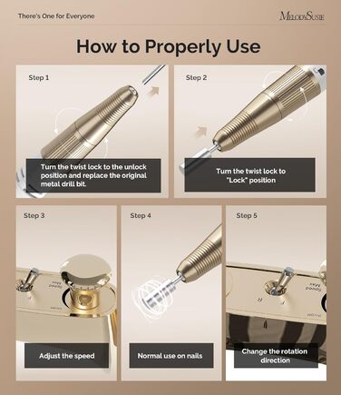 Професійний електричний фрезер для нігтів MelodySusie, акумуляторний, для акрилових нігтів, бездротовий, портативний, для манікюру та педикюру вдома та в салоні (Білий)