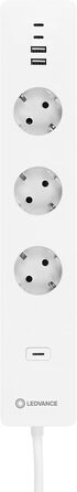 LEDVANCE Розумна мережева розетка з Wi-Fi, 3 розетки з USB, захист від перевантаження та стрибків напруги, керування через додаток, Alexa та Google, для дому