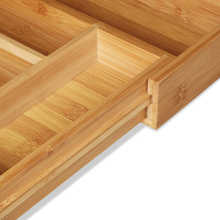 Relaxdays Cutlery Box Bamboo 48cm Extendable