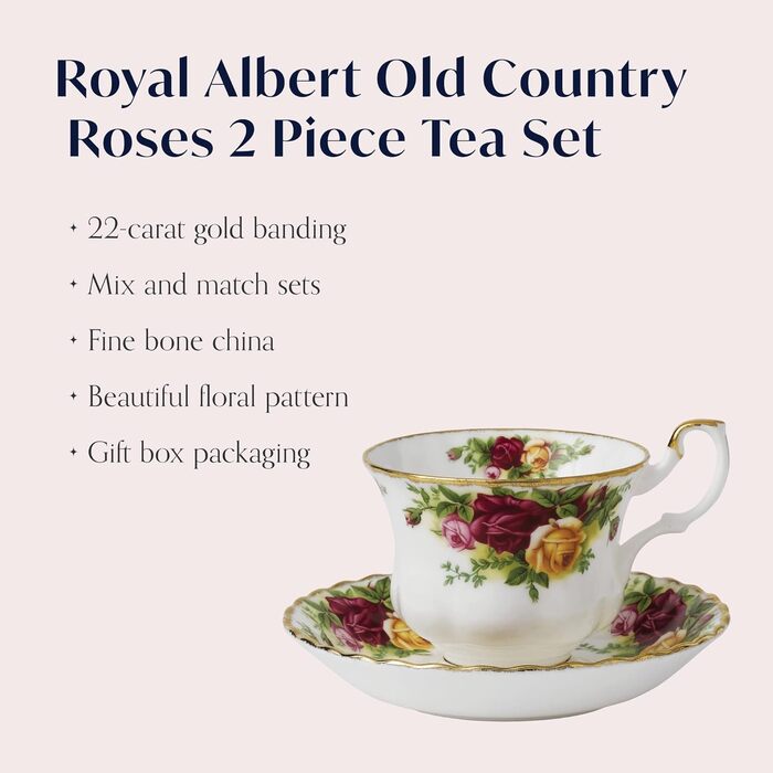 Чайник Royal Albert Old Country Roses 1,2 л, білий з кольоровим квітковим принтом (набір з чашкою та блюдцем)