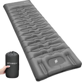 OTHWAY Self-Inflating Camping Mat - 12cm Thick Sleeping Pad with Integrated Pillows - Lightweight Travel Pad with Foot Pump - Ideal for Hiking, Camping, Travel, Beach - Single Size