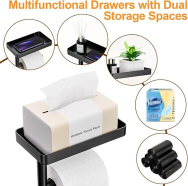 Підставка для туалетного паперу настільна з боксом для вологих серветок, з нержавіючої сталі, чорна матова