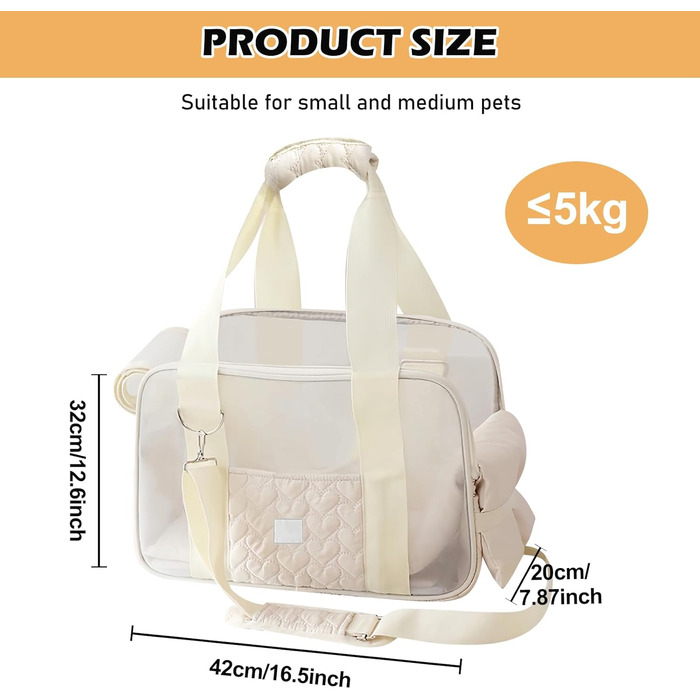 Транспортувальна сумка для собак та котів до 5 кг – Легка та дихаюча переноска для маленьких тварин, з ременем безпеки та кишенями, ідеальна для авто, подорожей та відпочинку на природі