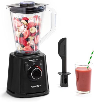 Moulinex Perfect Mix+ LM88A8 Stand Mixer, 1200 W, fast results, 1.5 l capacity, 3 programs: smoothie mixer, ice crusher, autoclean, Tritan pitcher, including paddle, black
