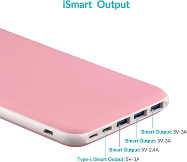 Power Bank Charmast 26800mAh з 4 виходами та 3 входами, USB-C, рожевий. Сумісний з iPhone, iPad, Samsung та іншими пристроями