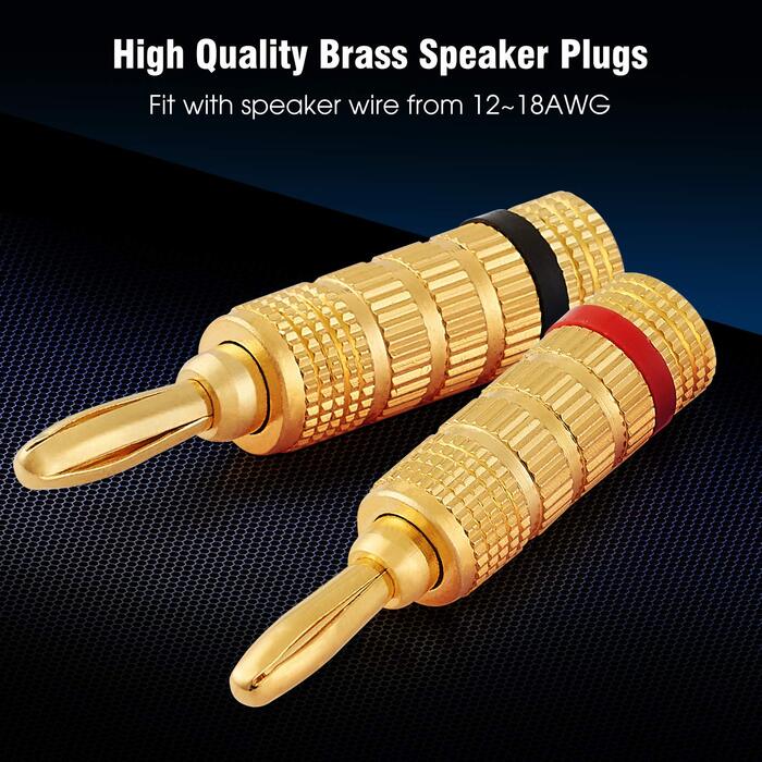 Бананові конектори WGGE WG-3333 24K позолота, закручувані, 12 пар (24 конектори)