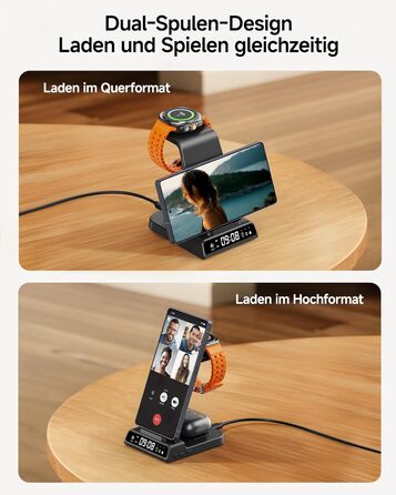 Бездротова зарядка 3-в-1 для Samsung Galaxy S25 Ultra, Watch 8/Ultra/7/6, Buds 3/3 Pro. Чорний колір