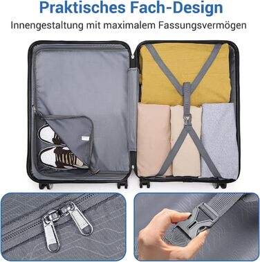 KONO Валіза-Тролей XL (74 см) з ABS+PC, 4 колеса, TSA-замок, для подорожей, бізнесу та сімейного відпочинку, темно-синій