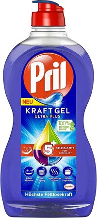 Засіб для миття посуду Pril 5 Plus Kraftgel Ultra Plus з активною формулою проти жиру, 450 мл (набір 8 шт)