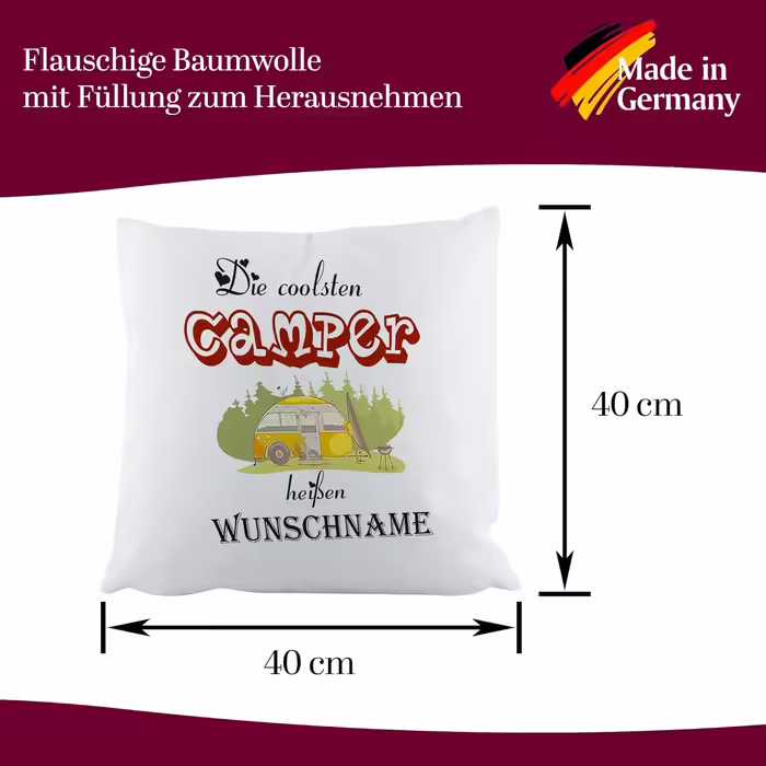 Crealuxe Decorative Cushions 'The Coolest Campers Have a Wish Name' Personalized, Sofa Cushion, Cotton Cushion