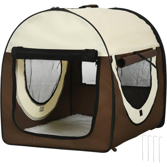 PawHut Транспортна переноска для собак та котів, рюкзак для тварин, водонепроникна сумка-переноска з подушкою, 70 x 51 x 59 см, Колір: Кофе