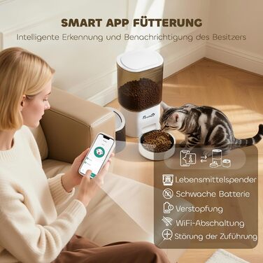 Автоматичний годівниця та фонтанчик для котів та собак PawHut 2.5 л - білий