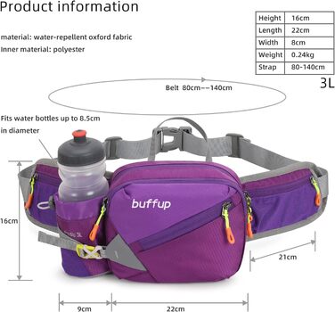 Спортивна поясна сумка-бананка для собак: тренування, велоспорт, піші прогулянки, біг. Великий об'єм, для чоловіків та жінок, колір: фіолетовий