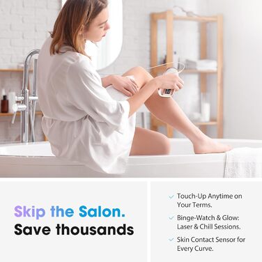 Пристрій для епіляції IPL Haarlosy з охолодженням, 5 рівнів потужності, 999 900 імпульсів, для жінок та чоловіків, обличчя, під пазухами, ноги, тіло (білий, рожеве золото)