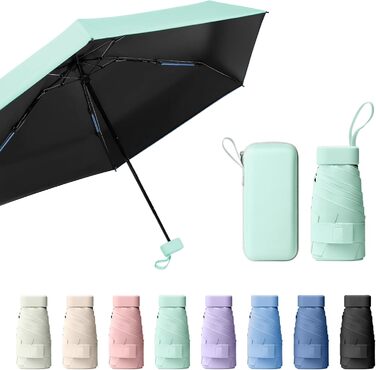 Зонт туристичний компактний UV-захистом, вітростійкий з капсулою, портативний для чоловіків та жінок (світло-зелений)