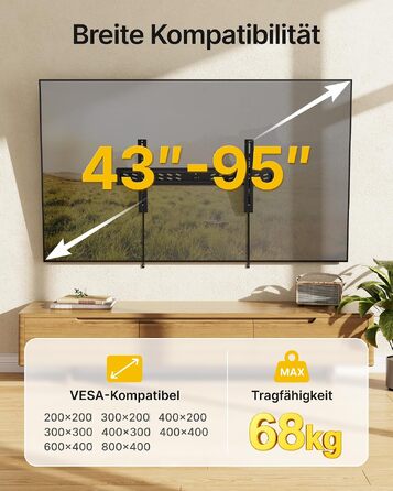 Настінний кронштейн для телевізора monTEK Ultra Slim (43–95 дюймів), нахильний, витримує до 68 кг, VESA до 800x400 мм
