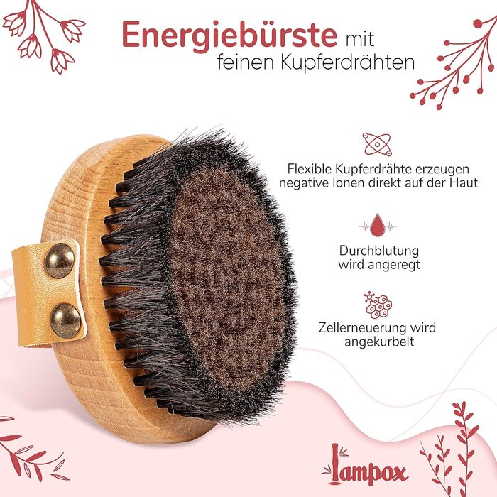 Body brush with fine copper wires, copper brush, dry brush, bath brush, copper round energy brush