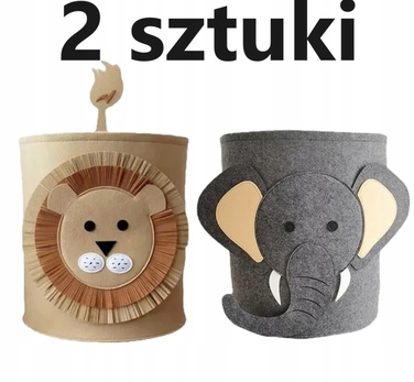 Комплект із 2 кошиків для іграшок та білизни: Лев та Слон (серія 