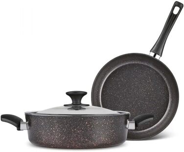 Набір кухонного посуду Karaca Biogranit Blackgold 12 предметів | Посуд з антипригарним покриттям | Стійкий до подряпин | Здоровий та екологічний | Енергоефективний | Елегантний дизайн | Легко миється