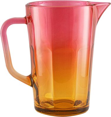 Water Carafe Glass 1 Liter with Comfortable Handle Colorful Water Pitcher 19 cm Glass Jug Orange Pink Glass Pitcher Water Carafe Glass Carafe Pitcher Glass Jug 1l | Gigi Magical Sunrise