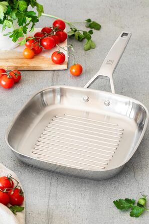 Бра Signature Гриль-сковорода рифлена 24 см з нержавіючої сталі, універсальна для всіх плит