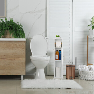 Relaxdays White Standing Toilet Paper Holder