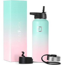 Фляга з нержавіючої сталі з трубочкою - 650/950/1200/1800 мл - для газованої води, без витоку, з подвійними стінками, ізольована термофляга, BPA-Free - спортивна пляшка для води, фітнесу, занять спортом, подорожей, дітей, Bubble Gum, 532 мл