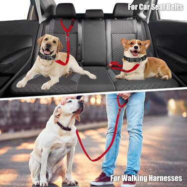 Автомобільний ремінь безпеки для собак, поводок для собак у машині, кріплення до підголівника, міцний поводок, шлейка для собак, котів та домашніх тварин (червоний)