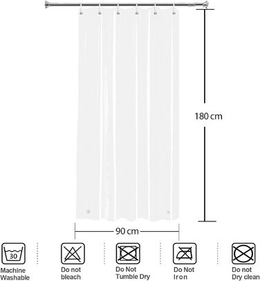 Шторка для душу YISURE 120x200 см, прозора, водонепроникна, з магнітами, для ванни