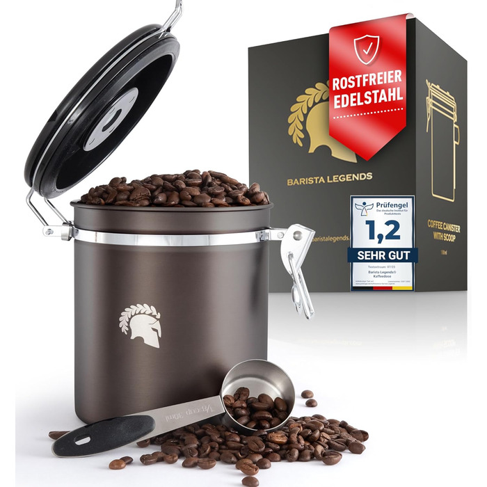 BaristaSoul Barista Legends® - Герметична кавова банка 500г з нержавіючої сталі з вічним календарем (Gunmetal)