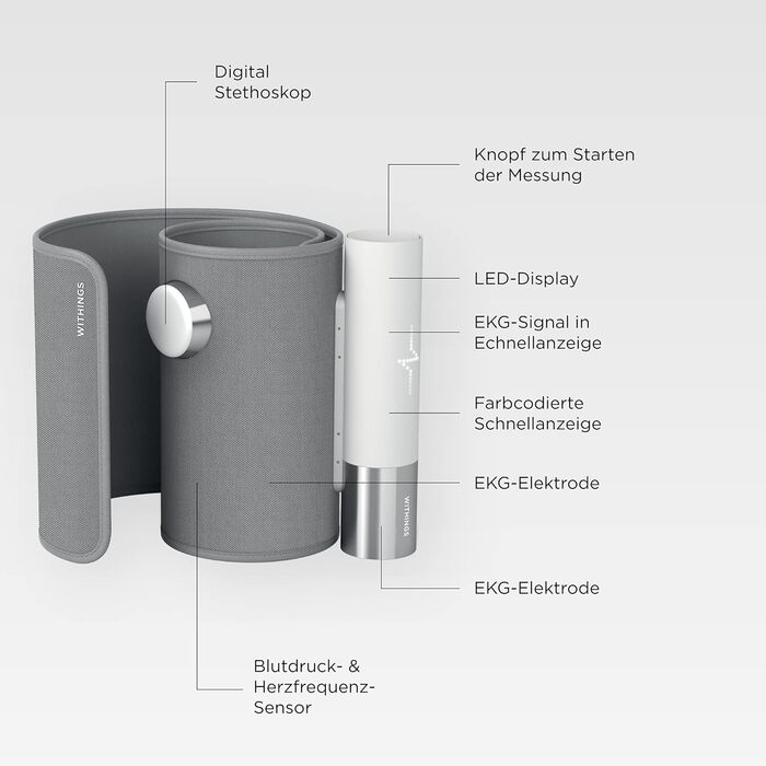 Withings BPM Core - Розумний тонометр з функцією ЕКГ та цифровим стетоскопом, сірий