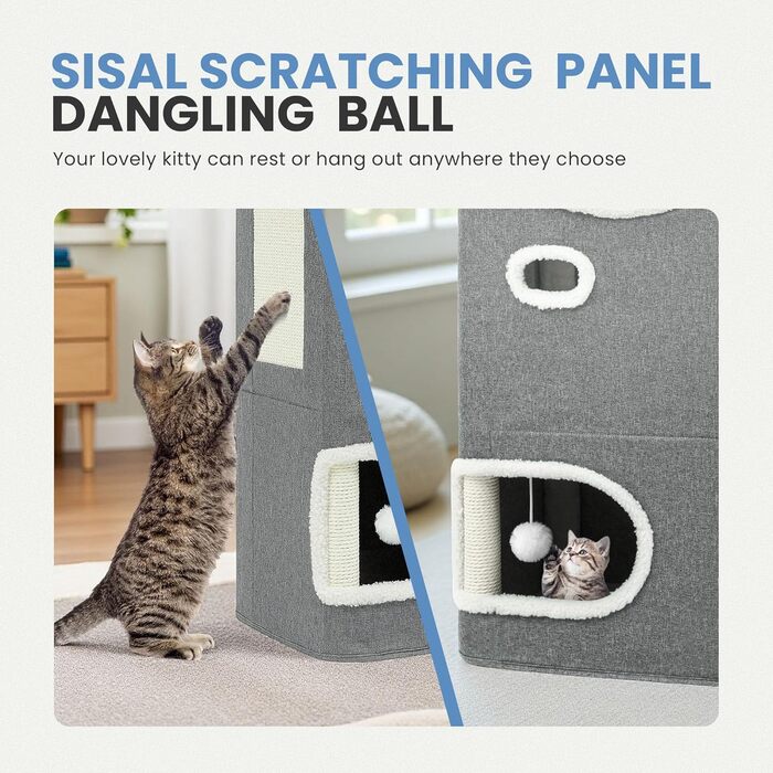 Кігтеточка-будиночок для котів, велика, з інтегрованою драбиною та місцем для відпочинку