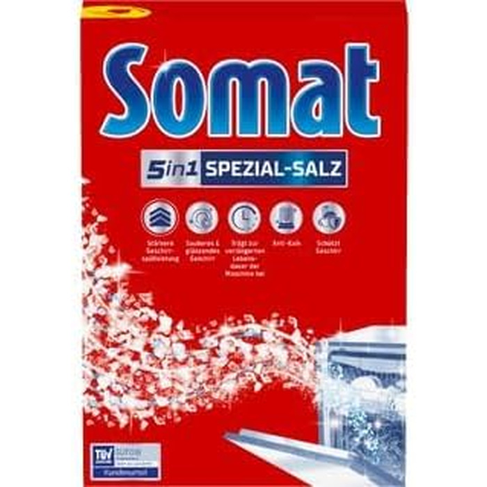 Набір для догляду за посудомийкою SOMAT 5в1: ополіскувач 750 мл, таблетки-очищувачі (3 шт), інтенсивний очищувач 250 мл та спеціальна сіль