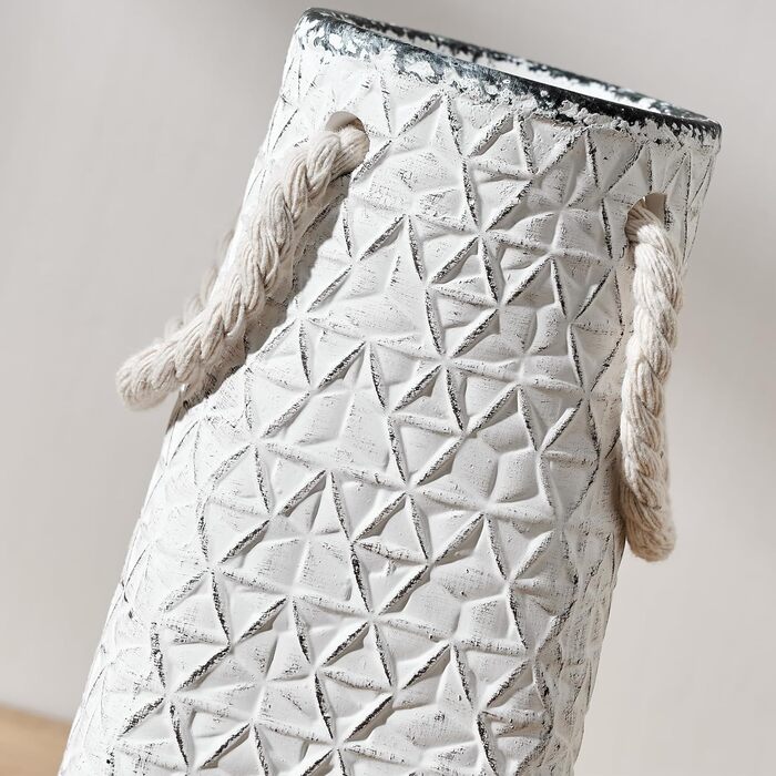 Керамічна ваза, блакитно-коричневий дизайн, ваза в скандинавському стилі для декору, сучасна ваза для вітальні, спальні, кухні, передпокою, ванної кімнати (Білий - 17,8 см)