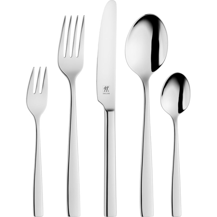 Zwilling Roseland Cutlery Set, 30-Piece, For 6 People, 18/10 Stainless Steel/High-Quality Blade Steel, Polished, Silver [plastic-free packaging], plastic free, TLG plastic free 30 pc. Polished